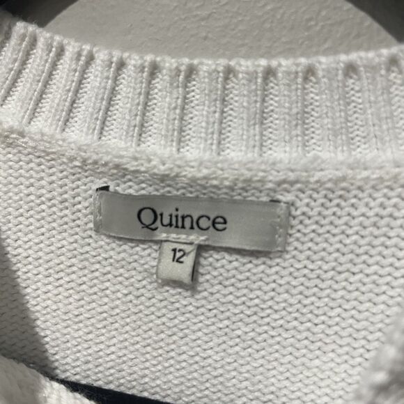 Quince Organic Cotton Crewneck High-Low Sweater Kids 12 White Classic Minimalist - Picture 3 of 7